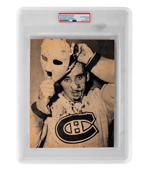 Deceased HOFer Jacques Plante Signed Montreal Canadiens Magazine Photo (PSA/DNA Certified Authentic Autograph) - Famous Image! 