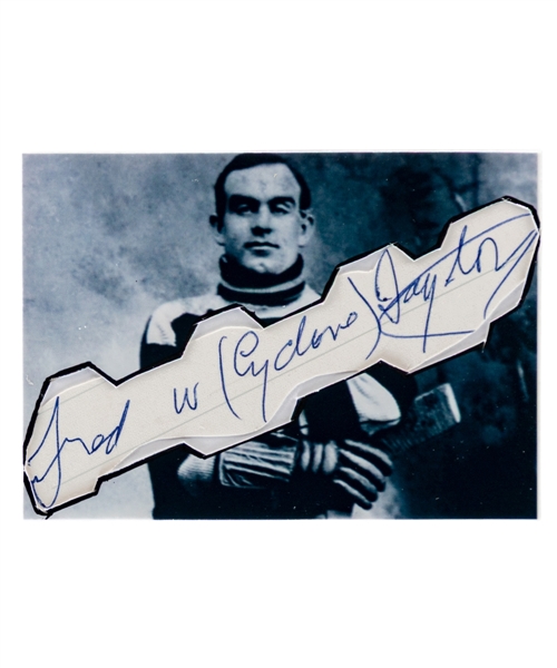 Deceased HOFer Fred "Cyclone" Taylor Custom Signature Cut Hockey Card 