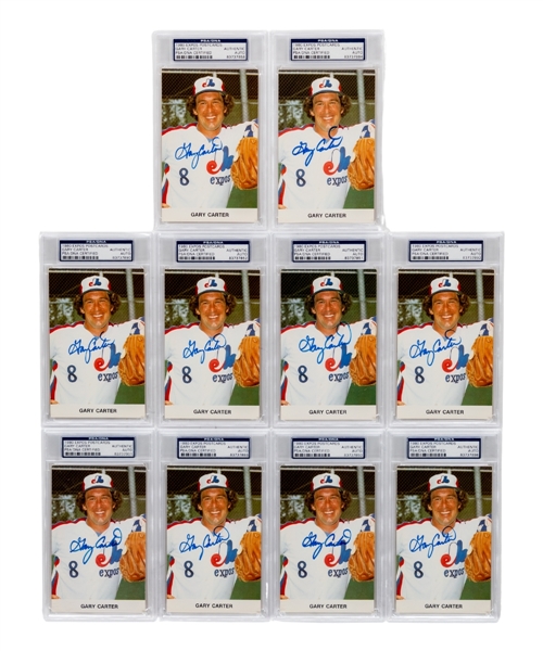 Deceased HOFer Gary Carter Collection of 10 Signed 1980 Montreal Expos Postcards (PSA/DNA Certified Authentic Autographs)