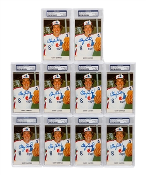 Deceased HOFer Gary Carter Collection of 10 Signed 1980 Montreal Expos Postcards (PSA/DNA Certified Authentic Autographs)