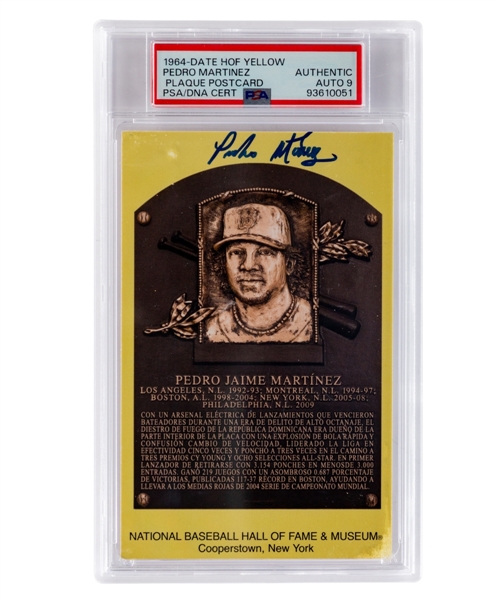 HOF Gold Plaque Signed Postcard Pedro Martinez (PSA/DNA Certified Authentic Autograph - Autograph Graded MINT 9)