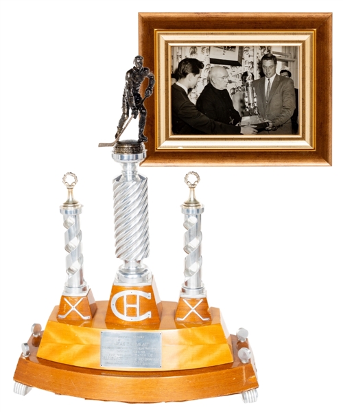Trophy Presented to Jean Beliveau as the NHLs Scoring Champion in 1955-56 Originating from His Personal Collection with His Signed LOA (27")
