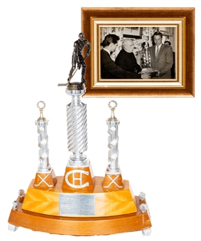 Trophy Presented to Jean Beliveau as the NHLs Scoring Champion in 1955-56 Originating from His Personal Collection with His Signed LOA (27")