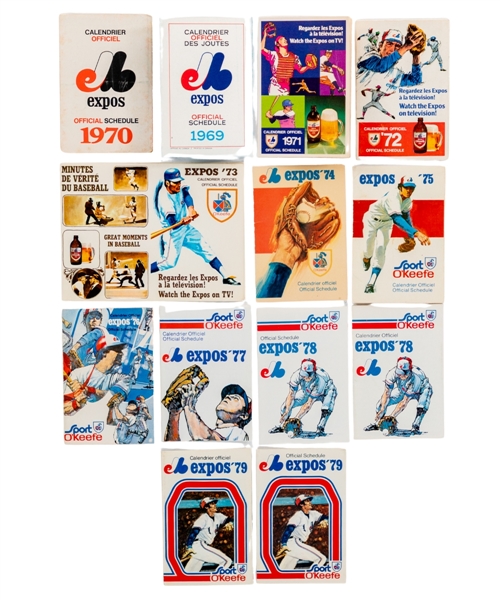 Montreal Expos 1969 to 2004 Pocket Schedules Complete Run Including Variations, Preliminary Calendar and Spring Training (82)