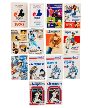 Montreal Expos 1969 to 2004 Pocket Schedules Complete Run Including Variations, Preliminary Calendar and Spring Training (82)