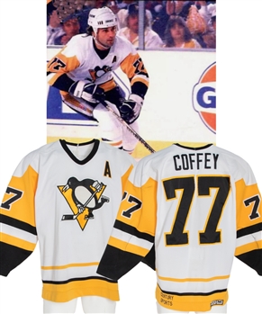 Paul Coffeys 1988-89 Pittsburgh Penguins Game-Worn Alternate Captains Jersey