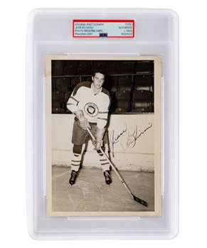 Deceased HOFer Jean Beliveau 1950s Quebec Aces Signed Type 1 Moderne Enrg. Photo - PSA/DNA Certified 