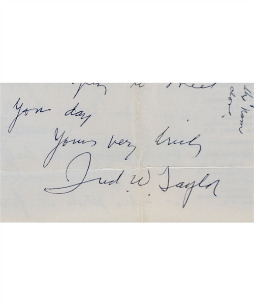 1967 Fred “Cyclone” Taylor Handwritten Autographed Letter with Amazing Hockey Content!