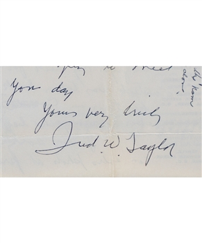 1967 Fred “Cyclone” Taylor Handwritten Autographed Letter with Amazing Hockey Content!