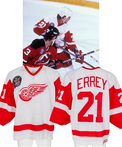 Bob Erreys 1995-96 Detroit Red Wings Game-Worn Stanley Cup Finals Jersey with LOA - 1995 Stanley Cup Finals Patch! - Nice Game Wear! - Photo-Matched!