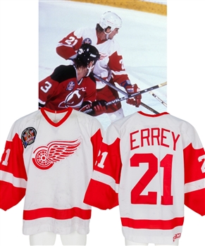Bob Erreys 1995-96 Detroit Red Wings Game-Worn Stanley Cup Finals Jersey with LOA - 1995 Stanley Cup Finals Patch! - Nice Game Wear! - Photo-Matched!
