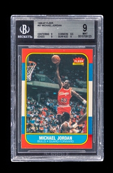 1986-87 Fleer Basketball Card #57 Michael Jordan Rookie - Graded Beckett MINT 9